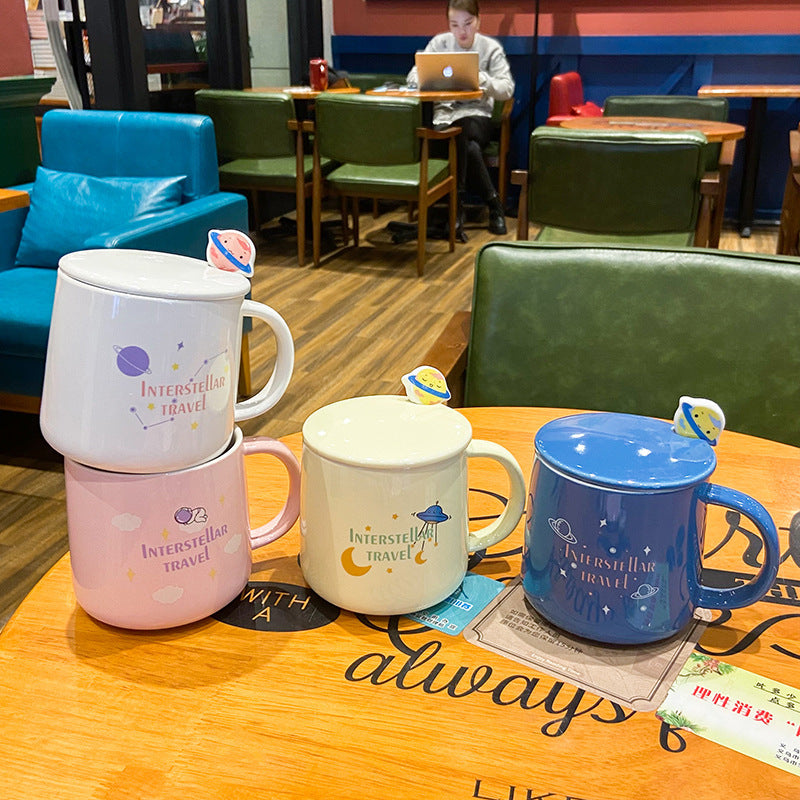 'Interstellar Travel' Ceramic Mug Set with Lid & Spoon