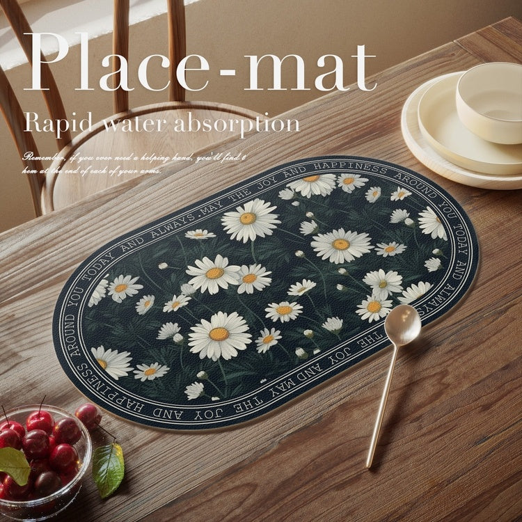 Simple Floral Dining Table High-grade Light Luxury Heat Proof Mat