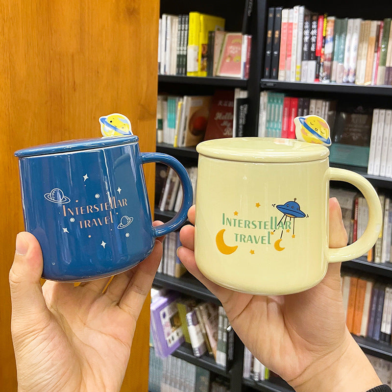 'Interstellar Travel' Ceramic Mug Set with Lid & Spoon