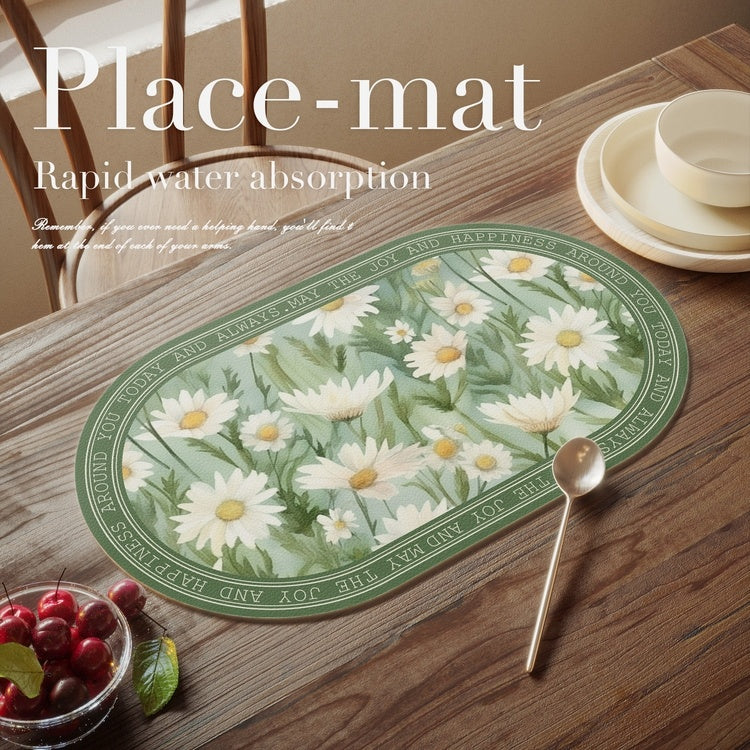Simple Floral Dining Table High-grade Light Luxury Heat Proof Mat
