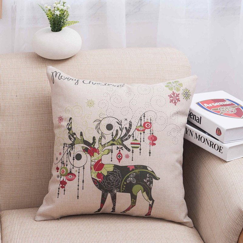 Creative And Fashionable Christmas Printed Linen Pillowcase