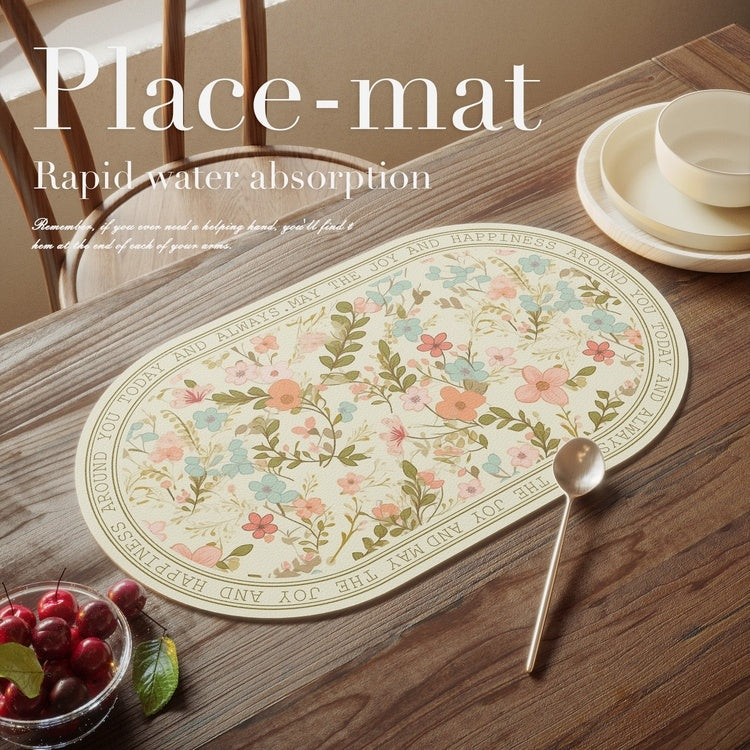 Simple Floral Dining Table High-grade Light Luxury Heat Proof Mat