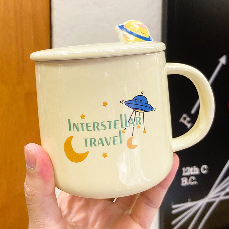 'Interstellar Travel' Ceramic Mug Set with Lid & Spoon