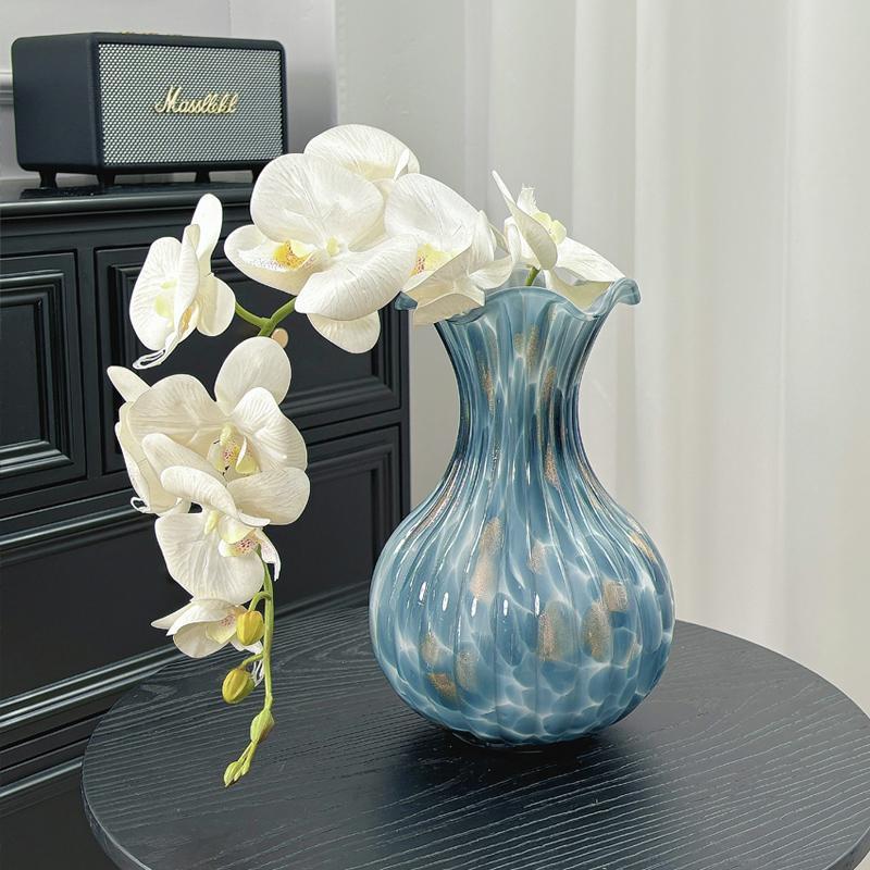 Peacock Blue Glass Vase Vintage Colored Glaze Domestic Ornaments