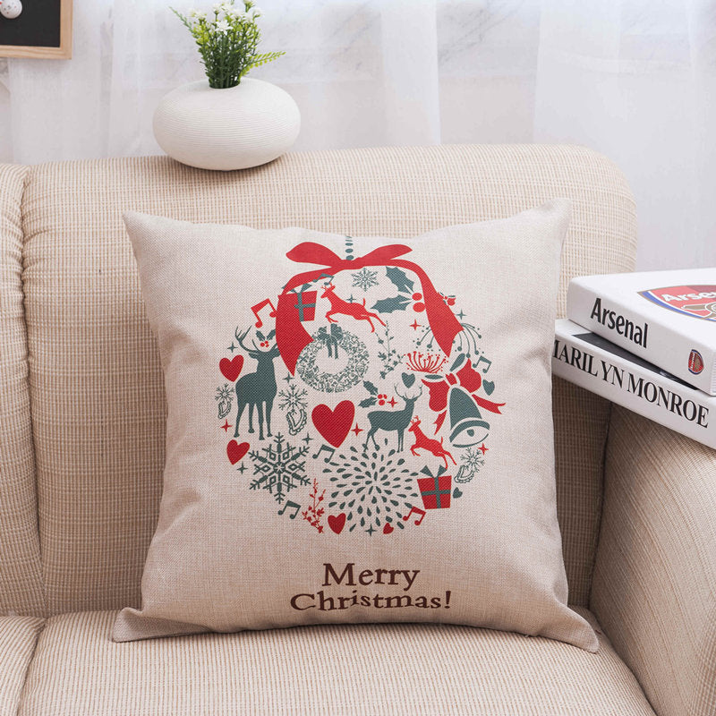 Creative And Fashionable Christmas Printed Linen Pillowcase