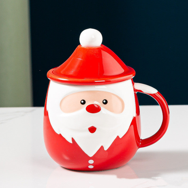 'Winking Santa' Christmas Ceramic Mug & Lid Set