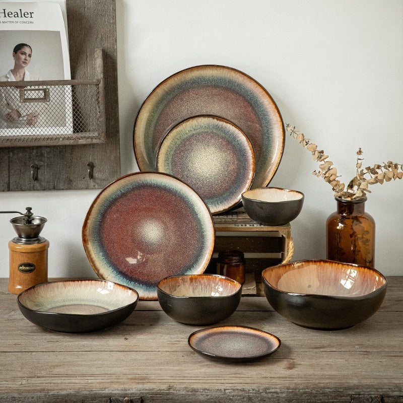 Retro Glaze Kiln Tableware Household Ceramic Bowl