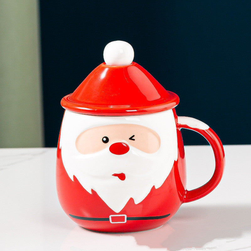 'Winking Santa' Christmas Ceramic Mug & Lid Set