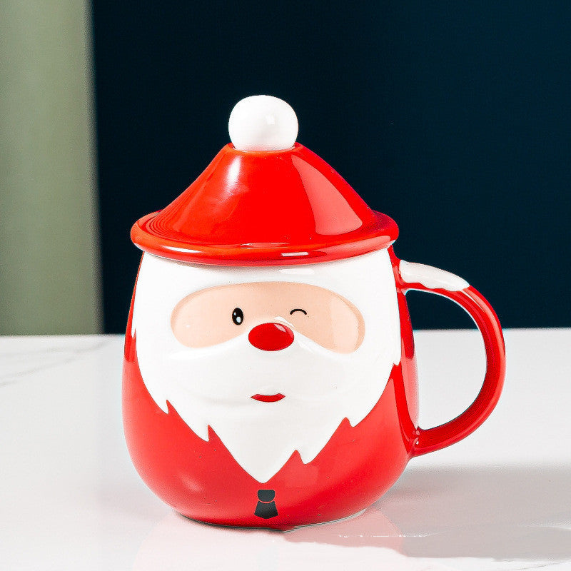 'Winking Santa' Christmas Ceramic Mug & Lid Set