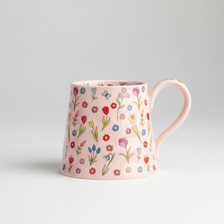 'Dream Bloom' Oversized Floral Ceramic Mug