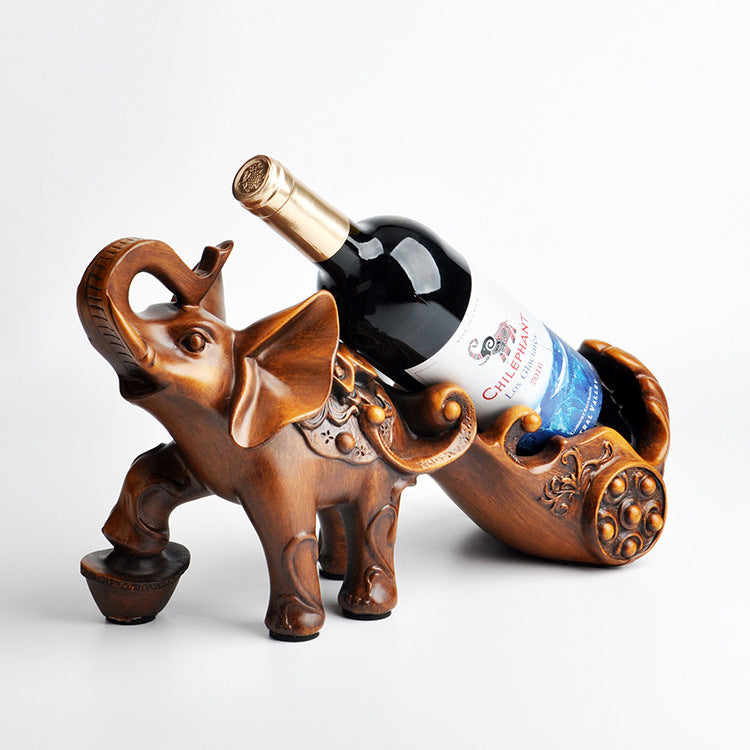 Imitation Wood Elephant Wine Rack Home Furnishings