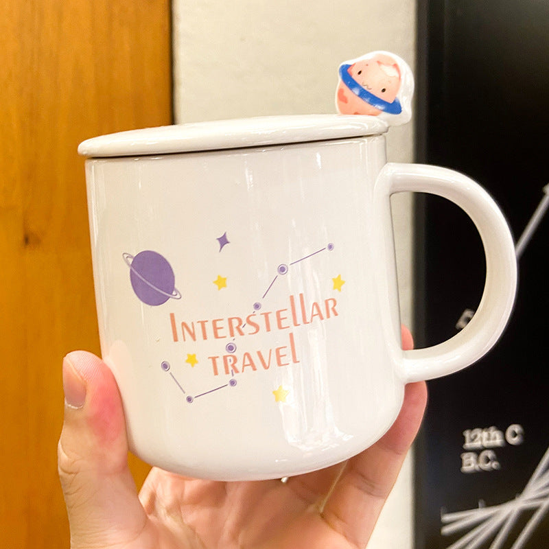 'Interstellar Travel' Ceramic Mug Set with Lid & Spoon