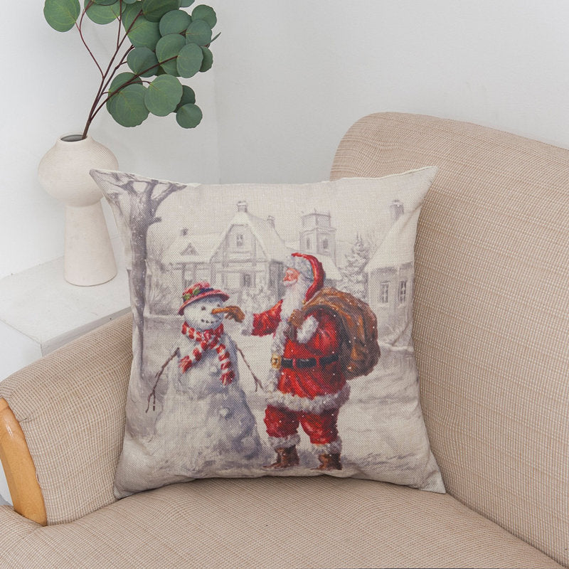 Creative And Fashionable Christmas Printed Linen Pillowcase