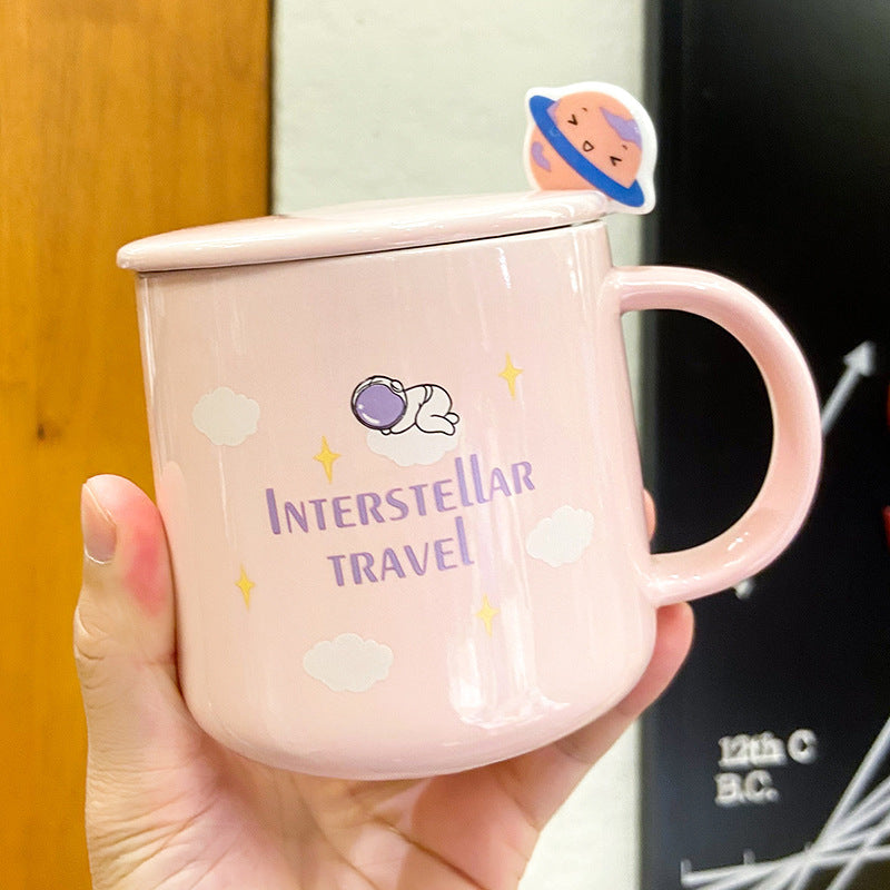 'Interstellar Travel' Ceramic Mug Set with Lid & Spoon