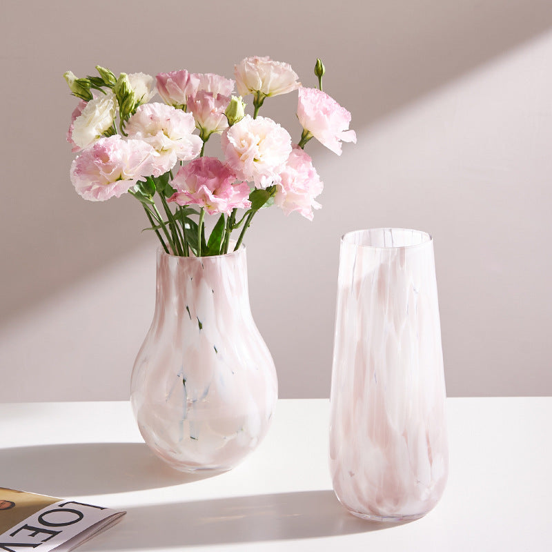 'Ethereal Marble' French Cream Glass Vase