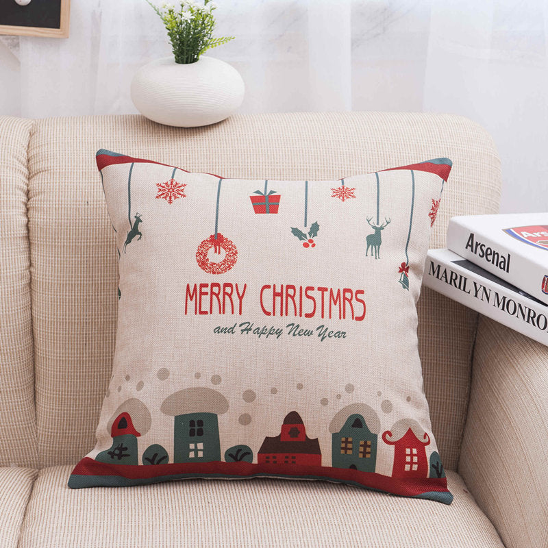 Creative And Fashionable Christmas Printed Linen Pillowcase