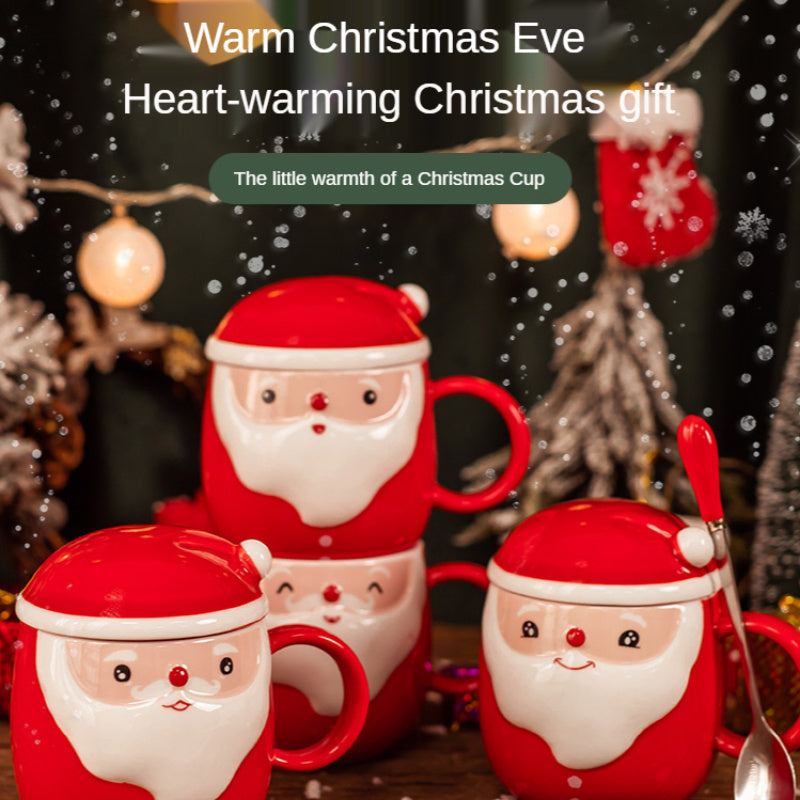 'Winking Santa' Christmas Ceramic Mug & Lid Set