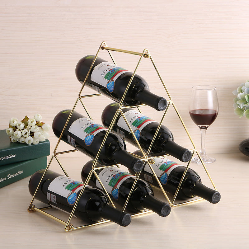 Creative household decorative ornaments Tieyi red wine rack European pyramid wine rack display rack can be disassembled and assembled