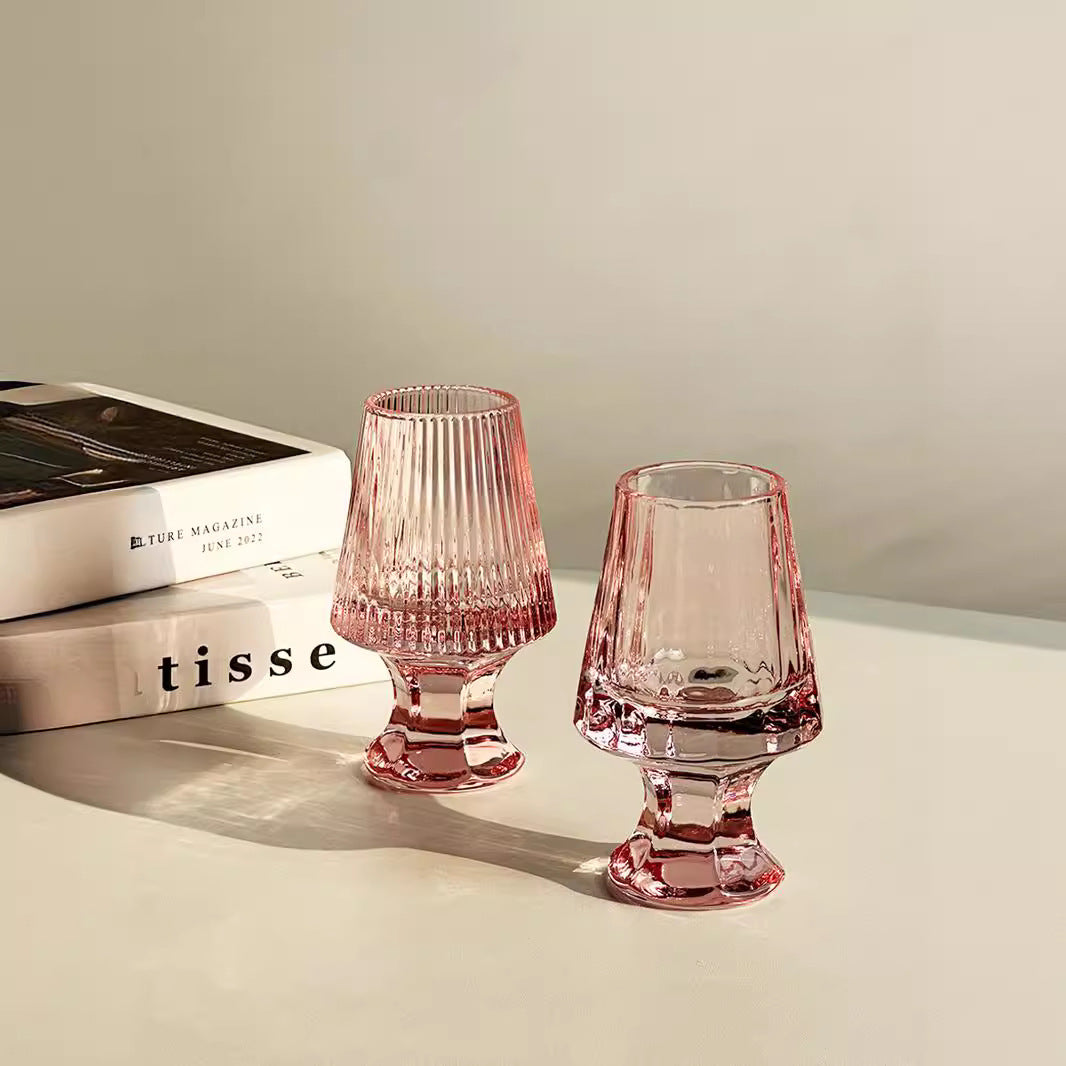 Striped French Whiskey Cup Sake Cup Tasting Crystal Wineglass