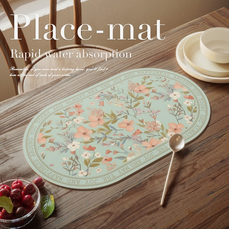Simple Floral Dining Table High-grade Light Luxury Heat Proof Mat