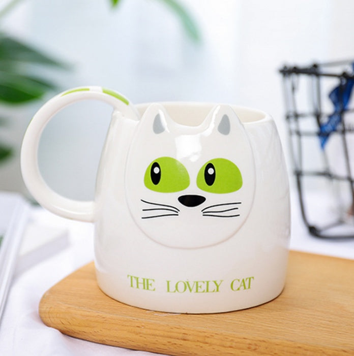 'The Lovely Cat' Head Ceramic Mug