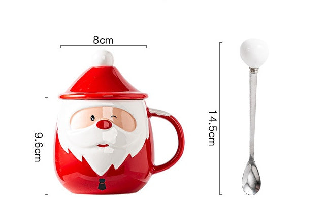 'Winking Santa' Christmas Ceramic Mug & Lid Set