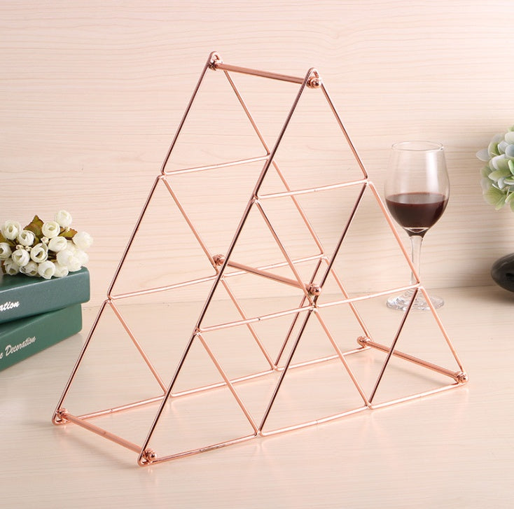 Creative household decorative ornaments Tieyi red wine rack European pyramid wine rack display rack can be disassembled and assembled