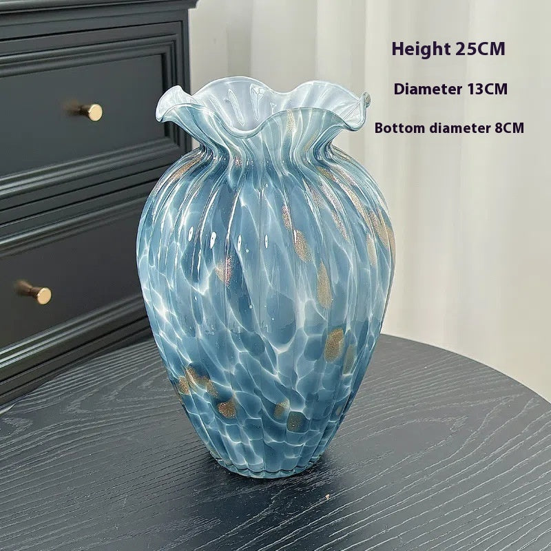 Peacock Blue Glass Vase Vintage Colored Glaze Domestic Ornaments