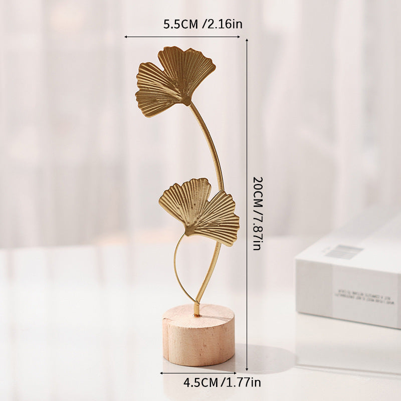 Creative Home Living Room Entrance And Wine Cabinet Decorations Wrought Iron Ginkgo Leaf Ornaments