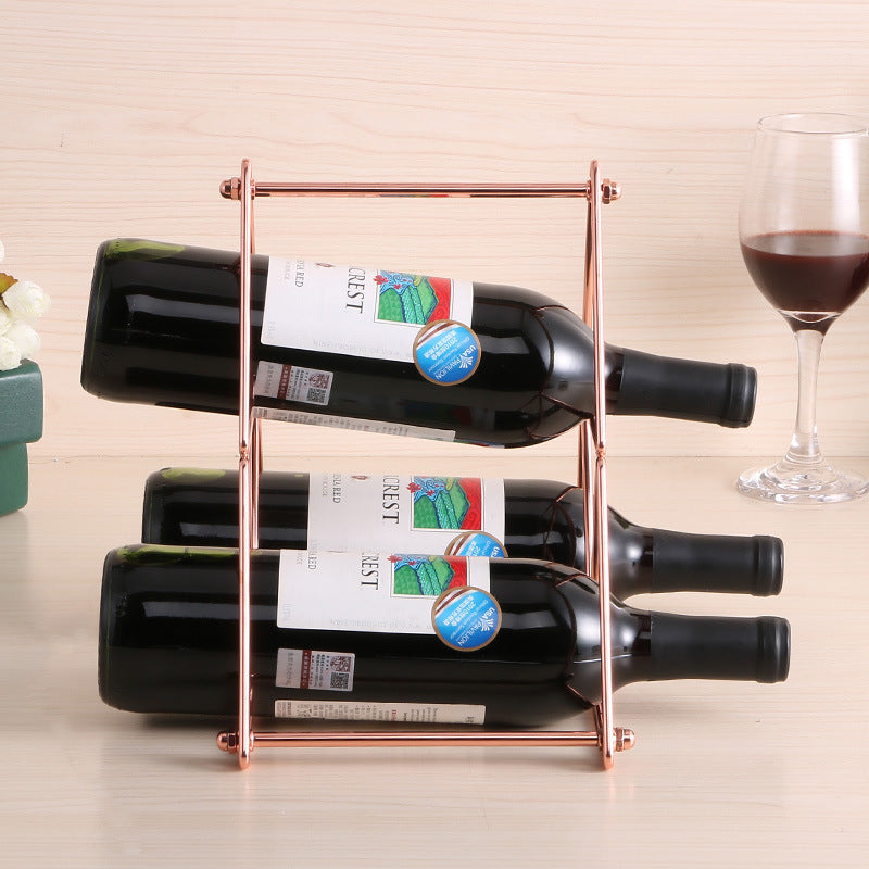 Creative household decorative ornaments Tieyi red wine rack European pyramid wine rack display rack can be disassembled and assembled