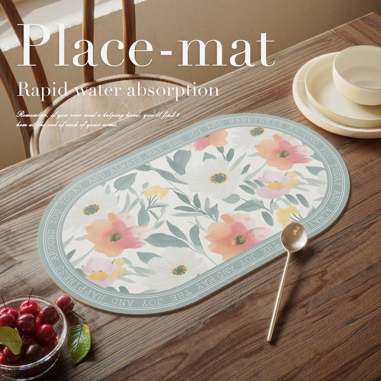 Simple Floral Dining Table High-grade Light Luxury Heat Proof Mat