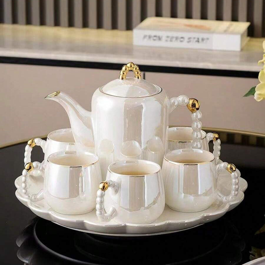 'Luxury Pearl' 8-Piece Pearlescent Tea Set