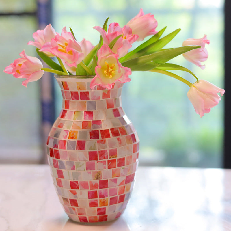 'Rose Quartz' Handmade Mosaic Vase
