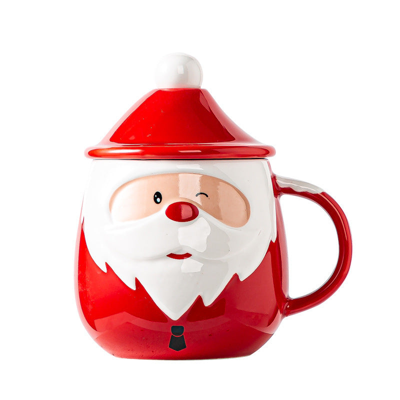 'Winking Santa' Christmas Ceramic Mug & Lid Set