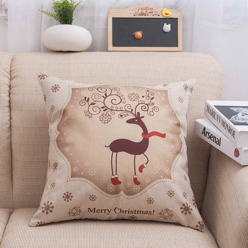 Creative And Fashionable Christmas Printed Linen Pillowcase