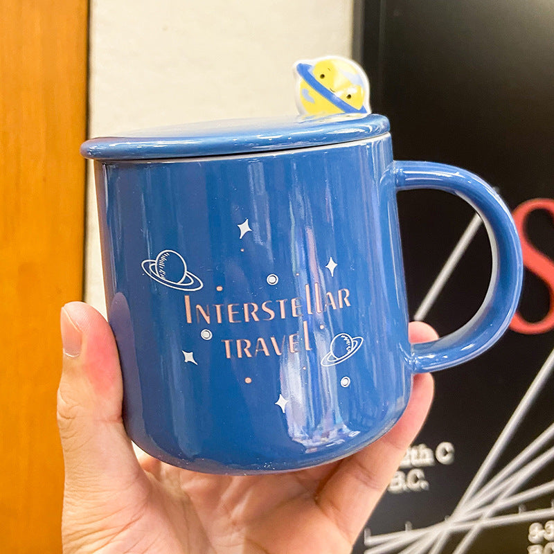 'Interstellar Travel' Ceramic Mug Set with Lid & Spoon