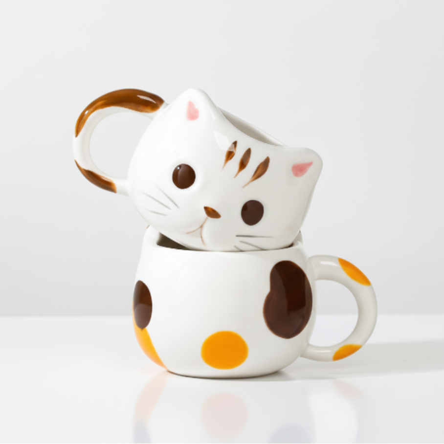 'Calico Kitten' Hand-Painted Ceramic Mug