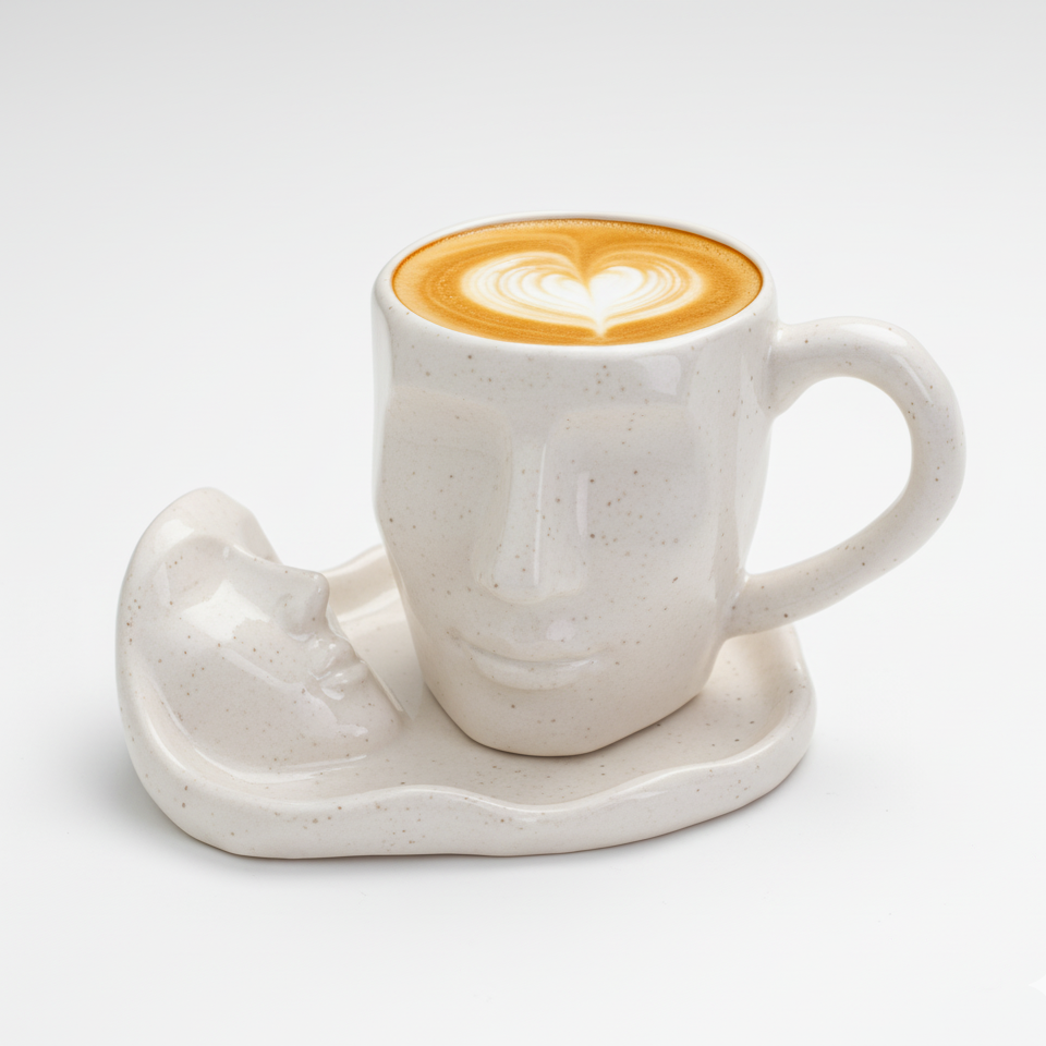 'Sleeping Muse' Ceramic Mug & Saucer Set