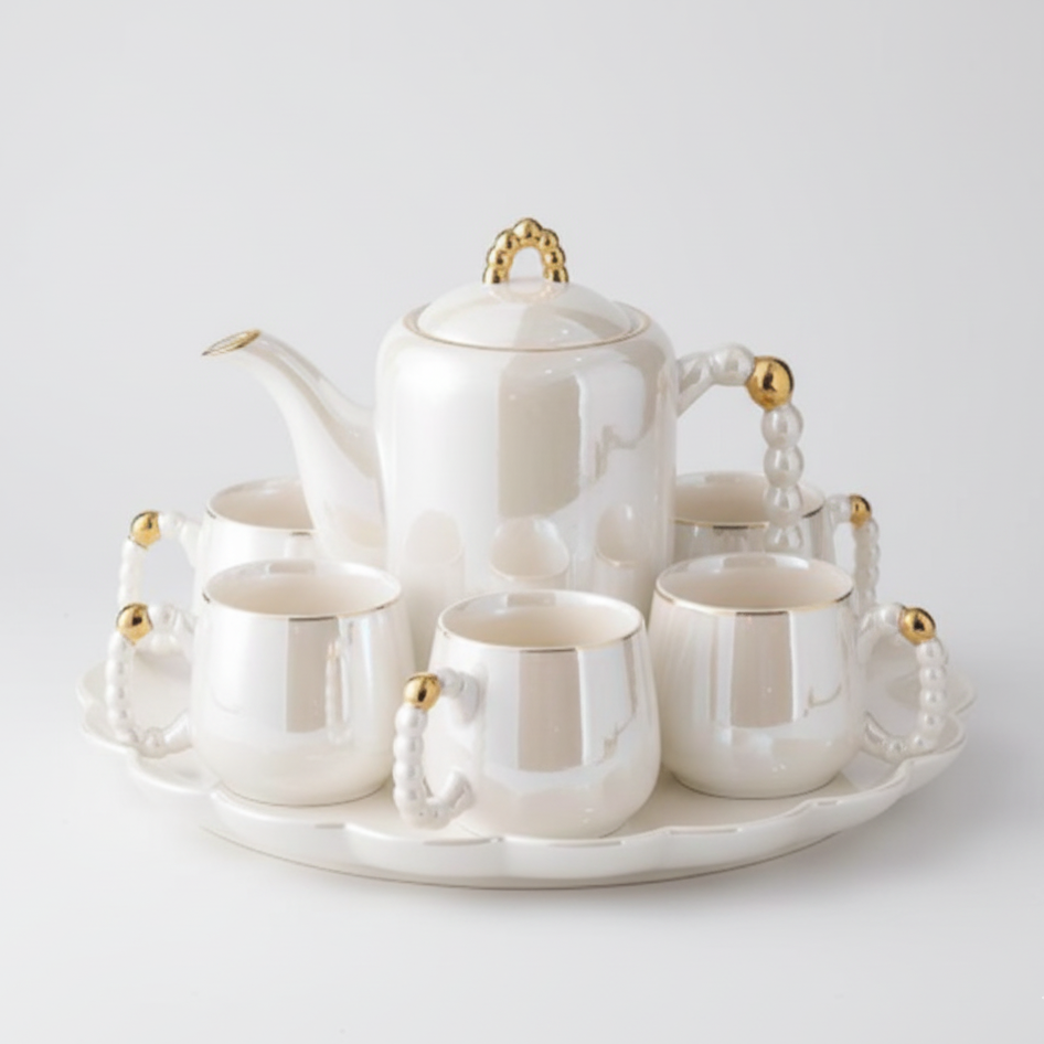 'Luxury Pearl' 8-Piece Pearlescent Tea Set