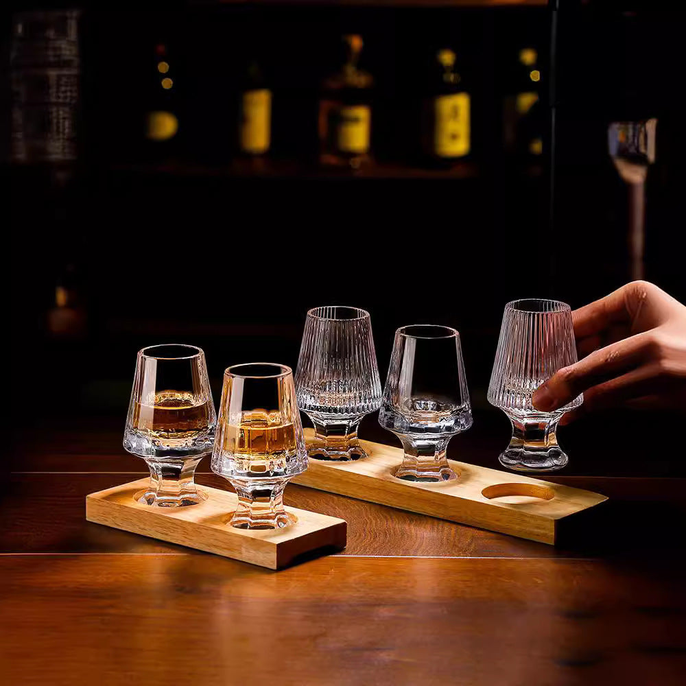 Striped French Whiskey Cup Sake Cup Tasting Crystal Wineglass