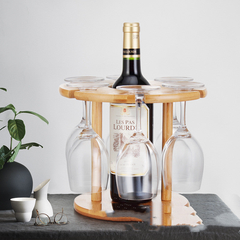 Bamboo And Wood Ornaments Red Wine Glass Holder Upside Down Household