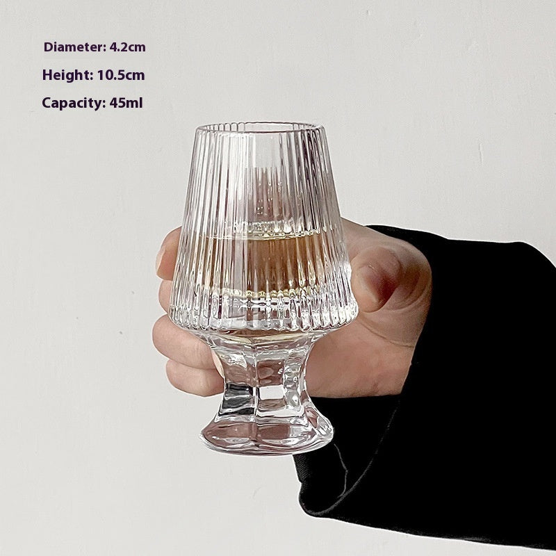 Striped French Whiskey Cup Sake Cup Tasting Crystal Wineglass
