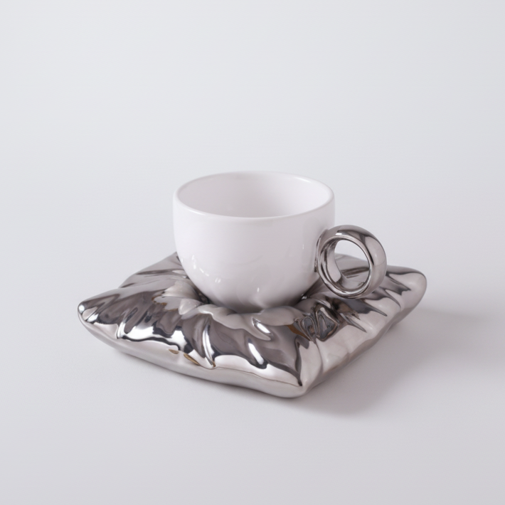 'Cloud Rest' Ceramic Mug & Pillow Coaster Set