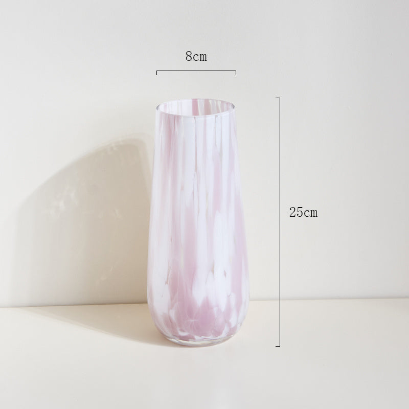 'Ethereal Marble' French Cream Glass Vase