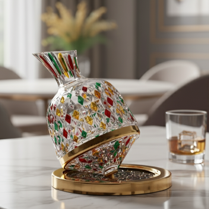 Hand-painted Rotating Wine Decanter