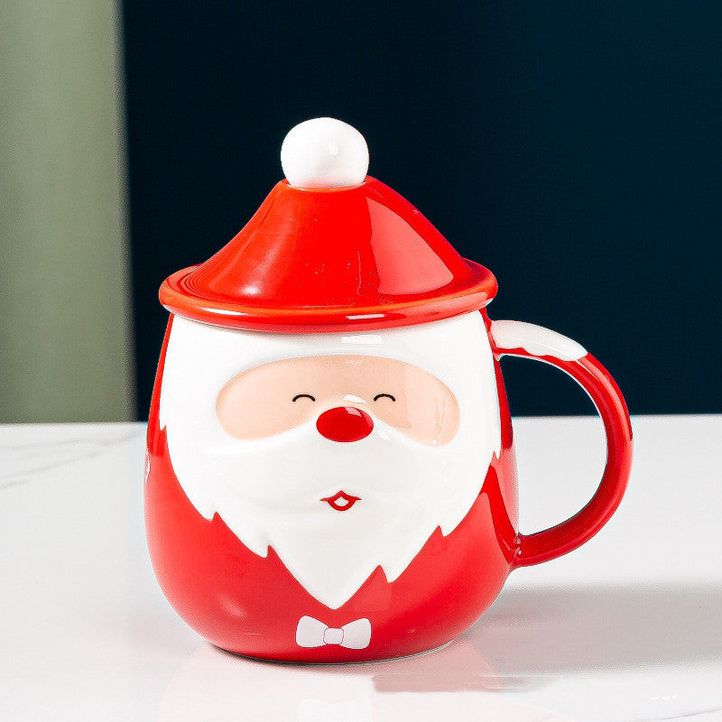 'Winking Santa' Christmas Ceramic Mug & Lid Set