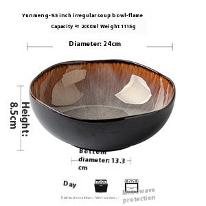 Retro Glaze Kiln Tableware Household Ceramic Bowl
