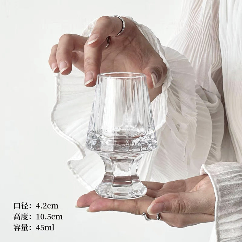 Striped French Whiskey Cup Sake Cup Tasting Crystal Wineglass