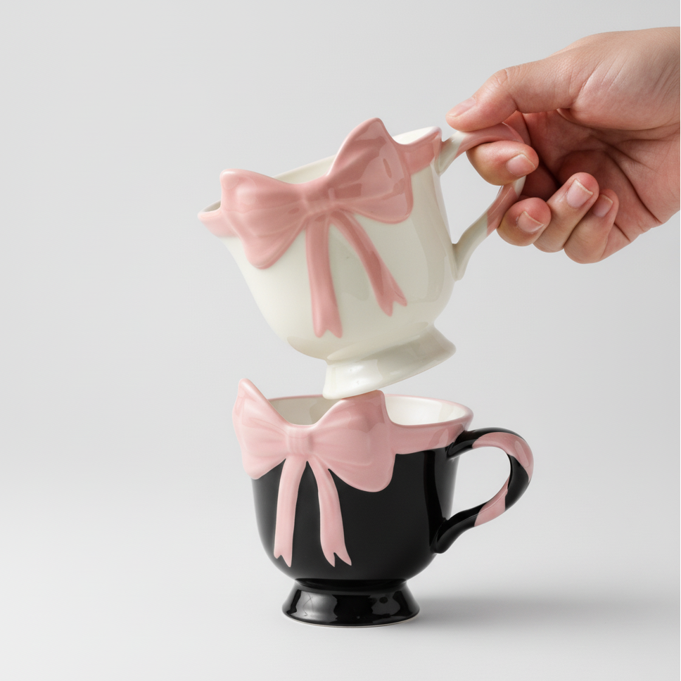 'Ribbon Charm' Ceramic Bow Mug